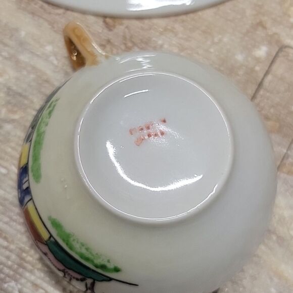 VINTAGE HANDPAINTED TEA SET (5) MADE IN (OCCUPIED) JAPAN TEA POT MISSING - Picture 8 of 8